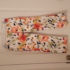 Bay Studio Capri Wide Leg Pants, Floral Pattern, Size 4